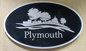 Plymouth black metal sign 2019