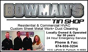 Bowman's Tin Shop business card